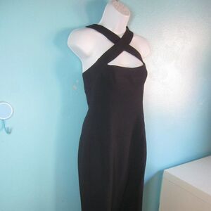 Narciso Rodriguez Black Cross Front Fitted Designer Cocktail Dress Size 40 US 2